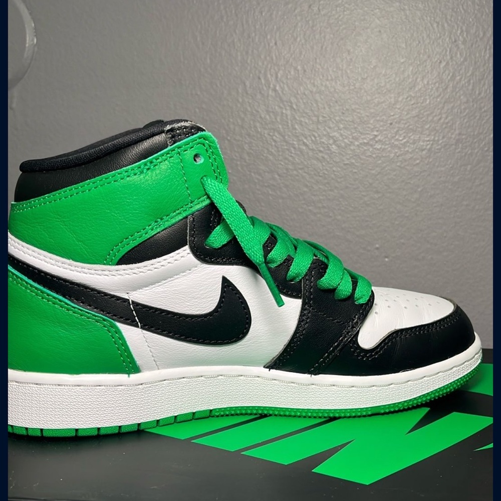 Jordan 1s in Black, White & Neon Green